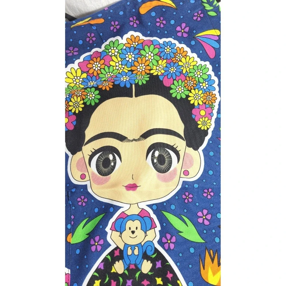 Mandil Mexican Frida Cartoon‎ Character Otomi Cotton Apron w/ Pocket Pattern #1